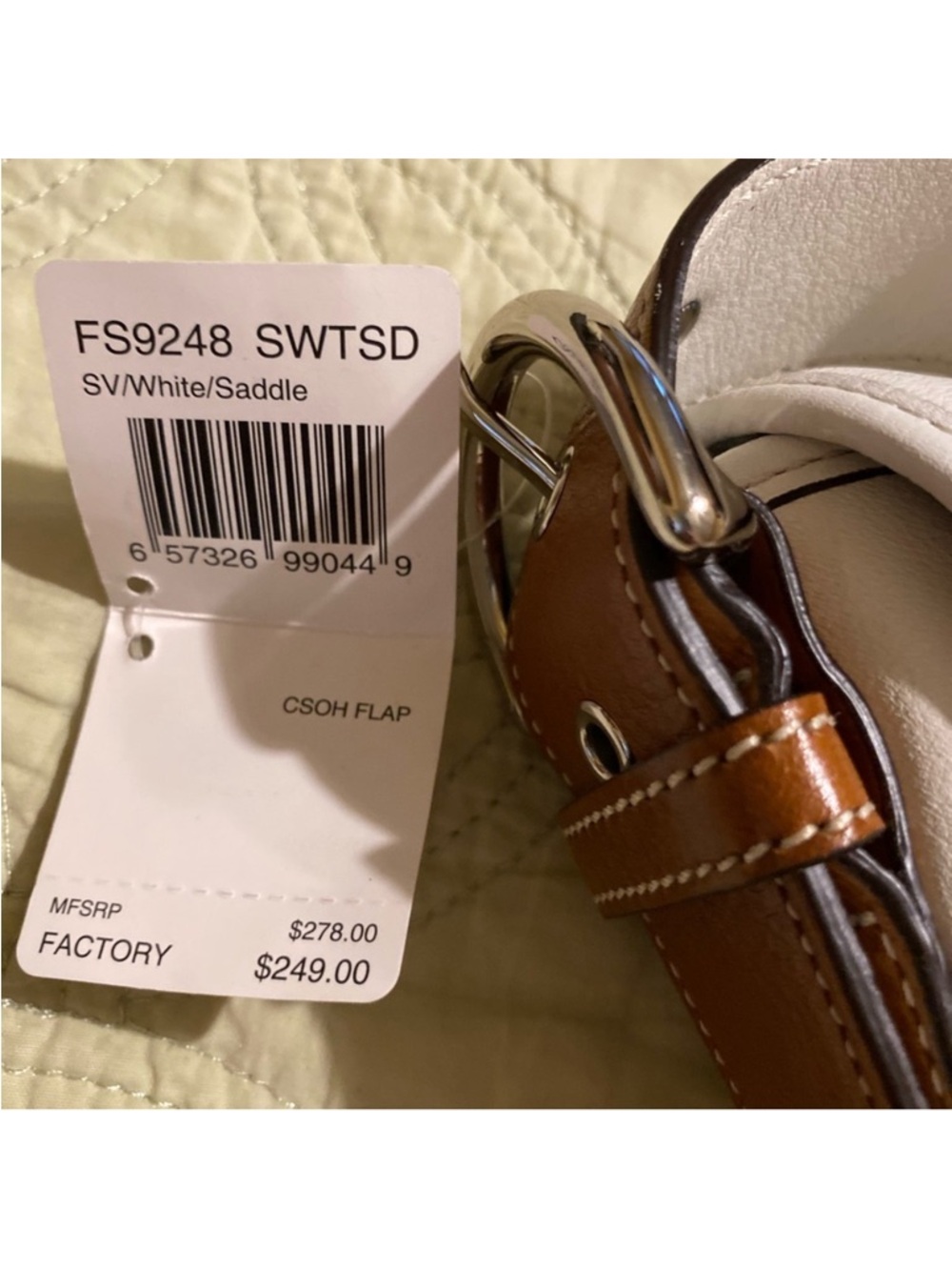 Coach White SoHo Leather Shoulder Bag with Brown Trim and Buckle - Picture 8 of 14